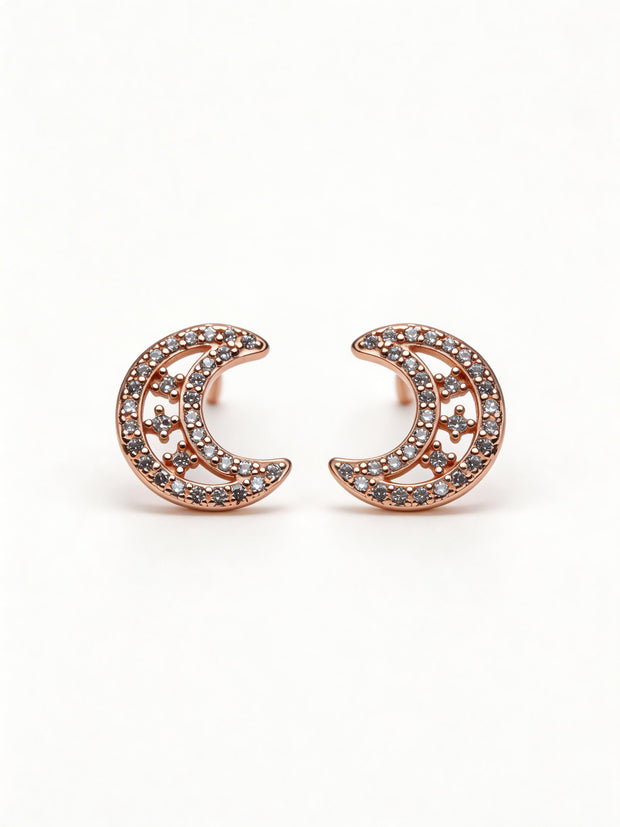 Nilo Crescent Crystal Stud Earrings
