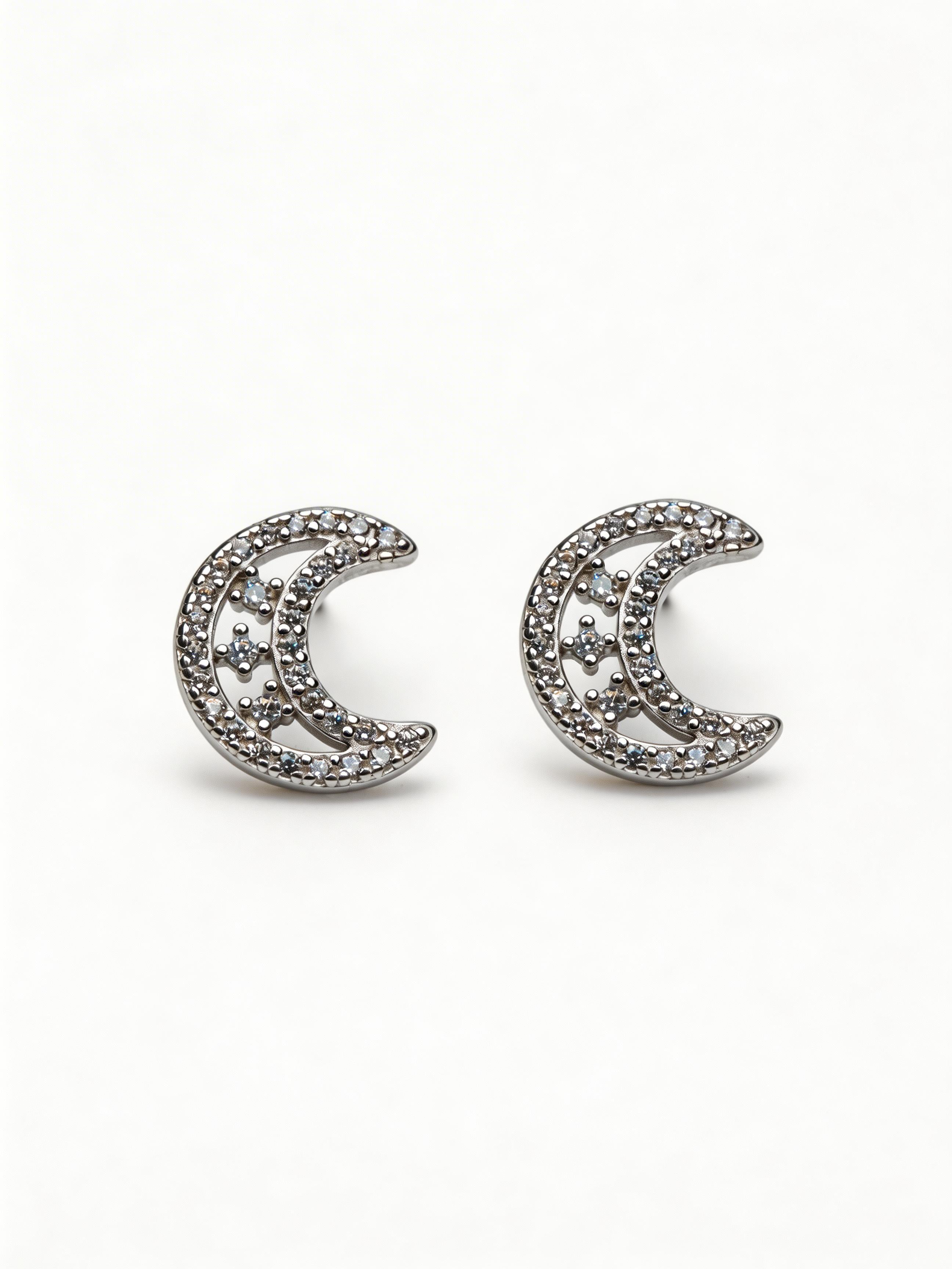 Nilo Crescent Crystal Stud Earrings