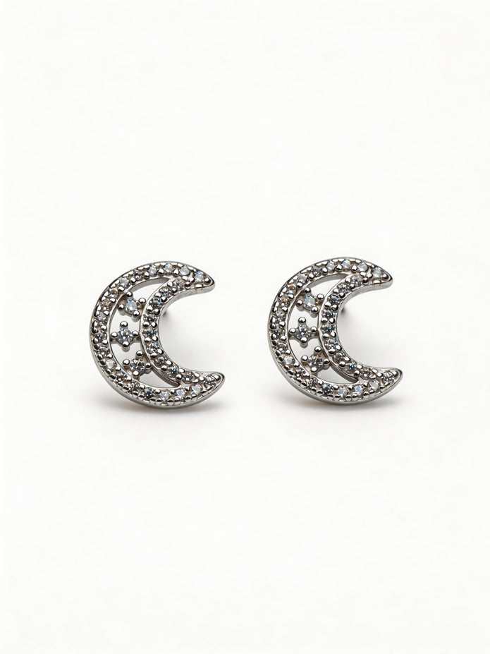 Nilo Crescent Crystal Stud Earrings