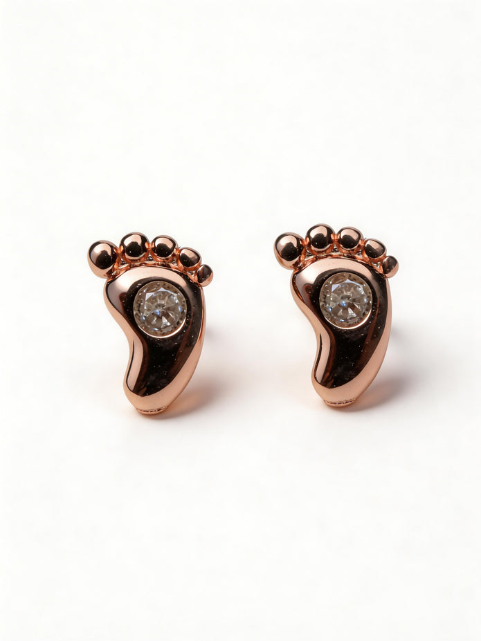 Nilo Crystal Baby Footprint Stud Earrings