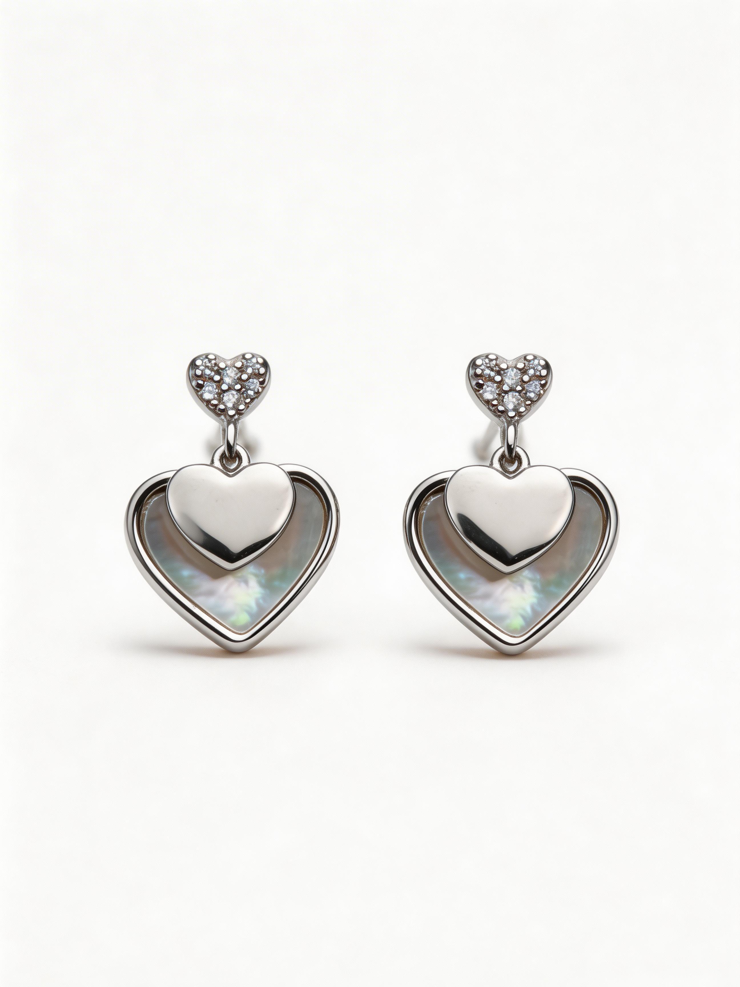 Nilo Twin Heart Drop Stud Earrings