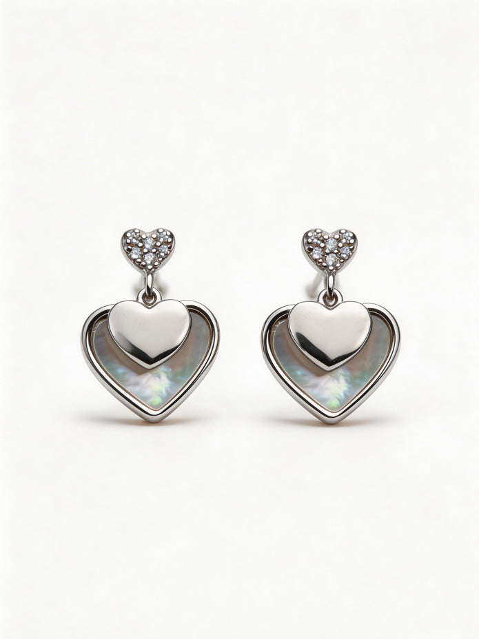 Nilo Twin Heart Drop Stud Earrings