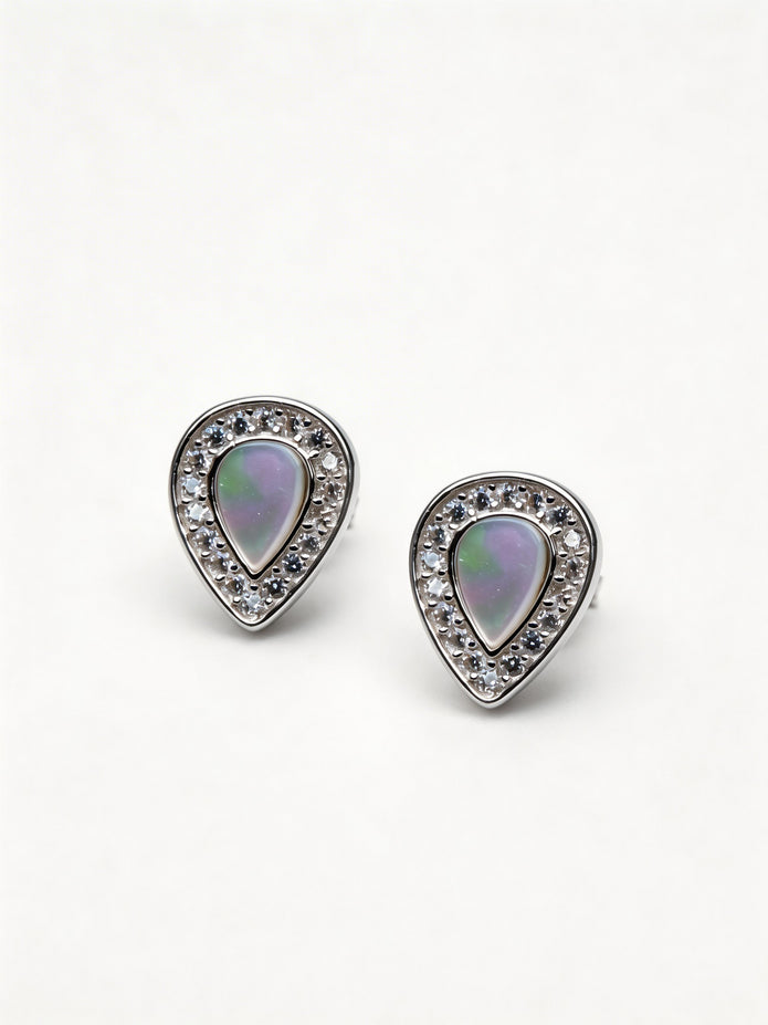 Nilo Opal Teardrop Halo Stud Earrings