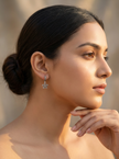 925 Floral Hoop Drop Earrings