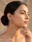 925 Sky Blue Princess Cut Studs