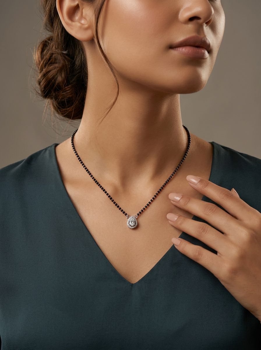 Teardrop Halo Chain Mangalsutra