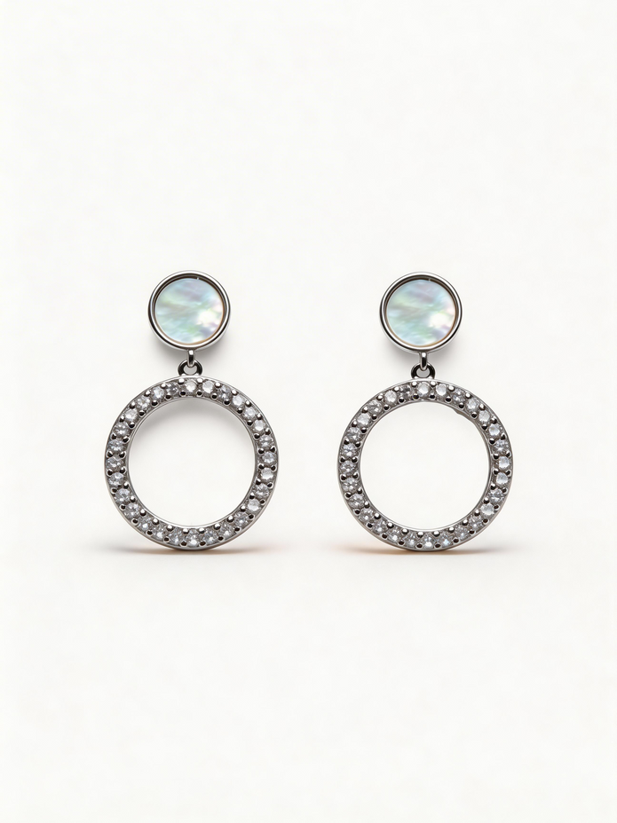 Nilo Mother of Pearl Halo Drop Earrings