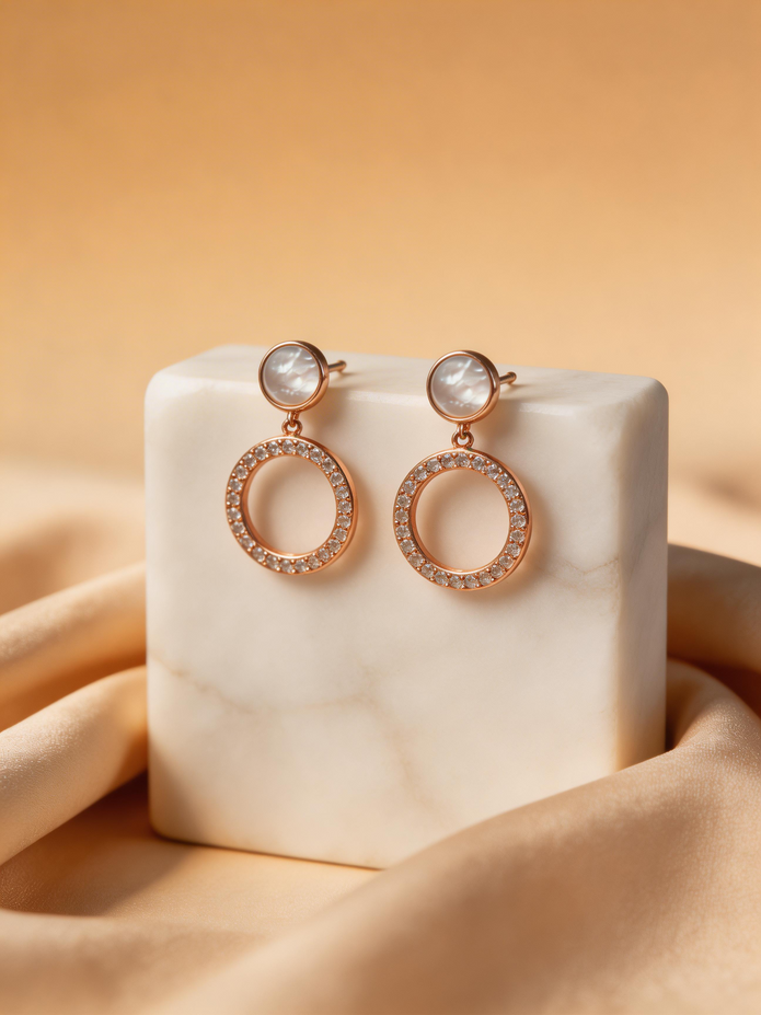 Nilo Mother of Pearl Halo Drop Earrings